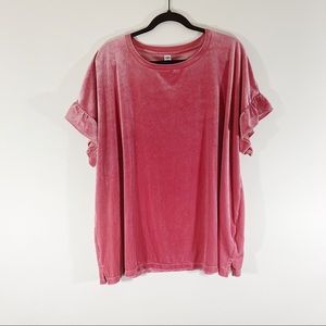 Old Navy Pink Velvet Sparkle Top, Short Sleeve 2X